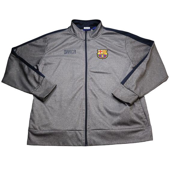 Barca FCB Soccer Club Track Jacket Men XL Gray Full Zip Up Casual Athletic - Picture 1 of 12